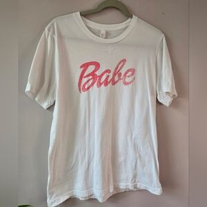 Bella + Canvas "Babe" Graphic Tee - White/Pink large